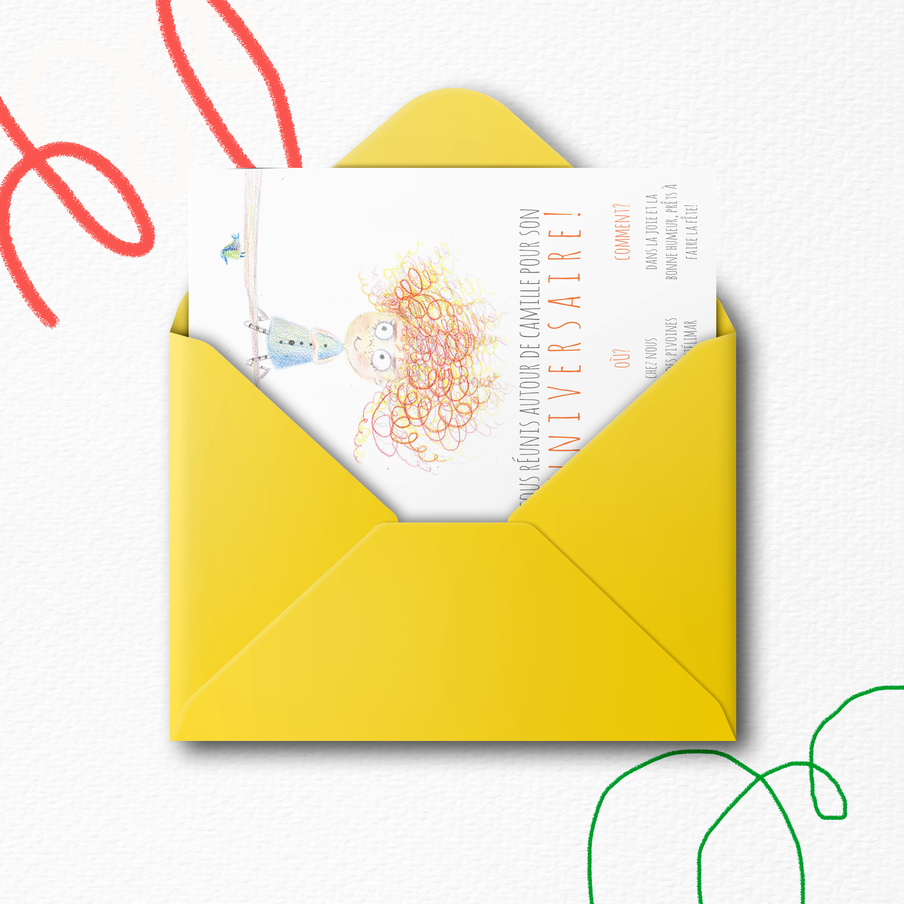 Tête à L'envers - Découvrez cette carte digitale d'invitation d'anniversaire enfant, une création originale signée Greet&Green. Le style illustratif, tendre et poétique, met en scène une fillette espiègle aux cheveux ébouriffés, exécutant joyeusement le poirier sur une branche d'arbre. L'invitation capture parfaitement l'essence de la joie et de la spontanéité de l'enfance, et invite les petits invités à rejoindre une fête ou l’imagination prend son envol. Une invitation qui, à coup sûr, marquera les esprits.