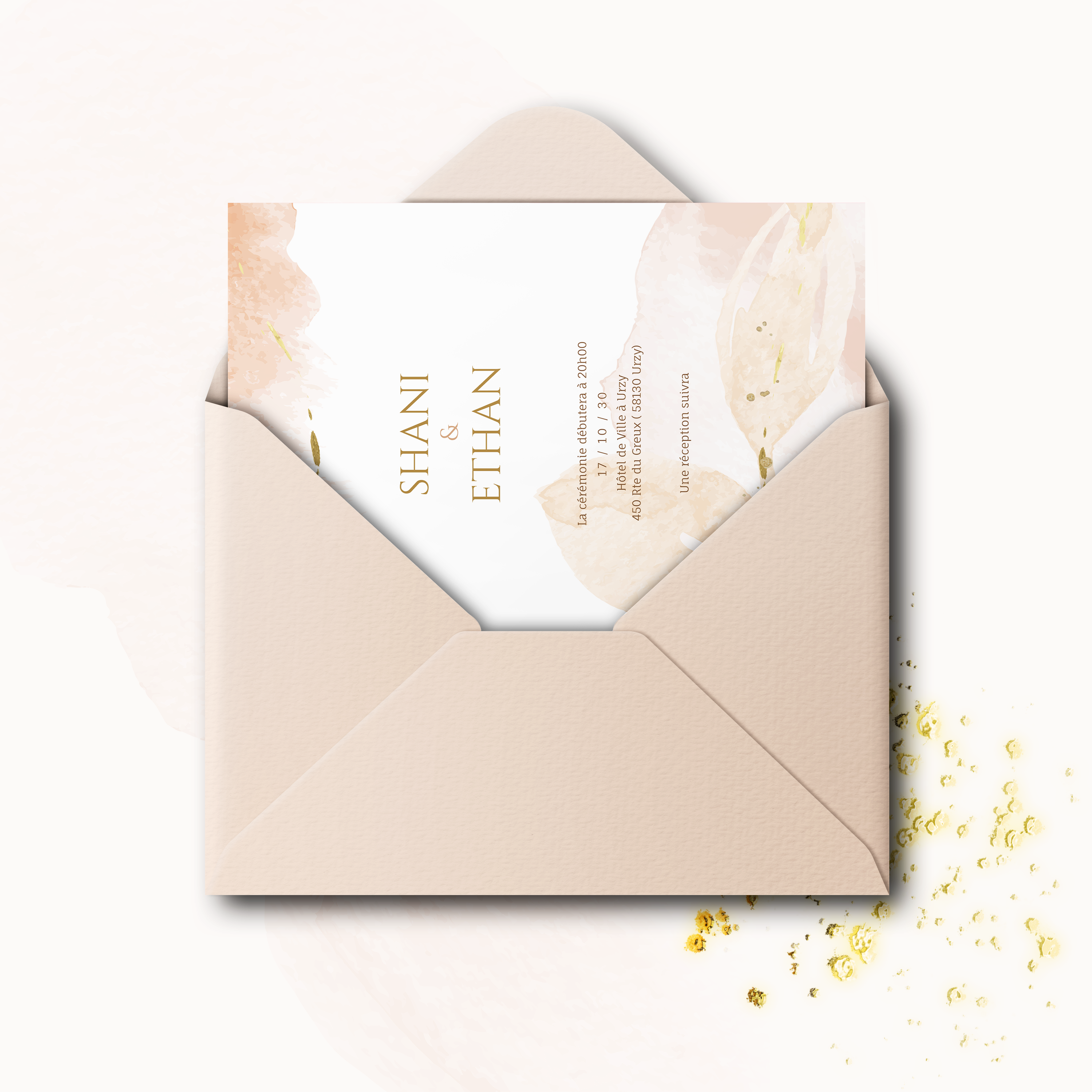 Aquarelle Rose Invitation - 