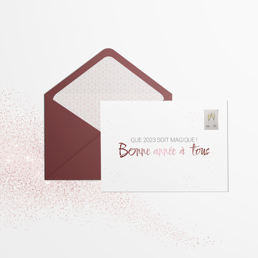 Pink Year - Souhaitez une bonne année à vos proches ou collègues avec cette carte minimaliste et festive.