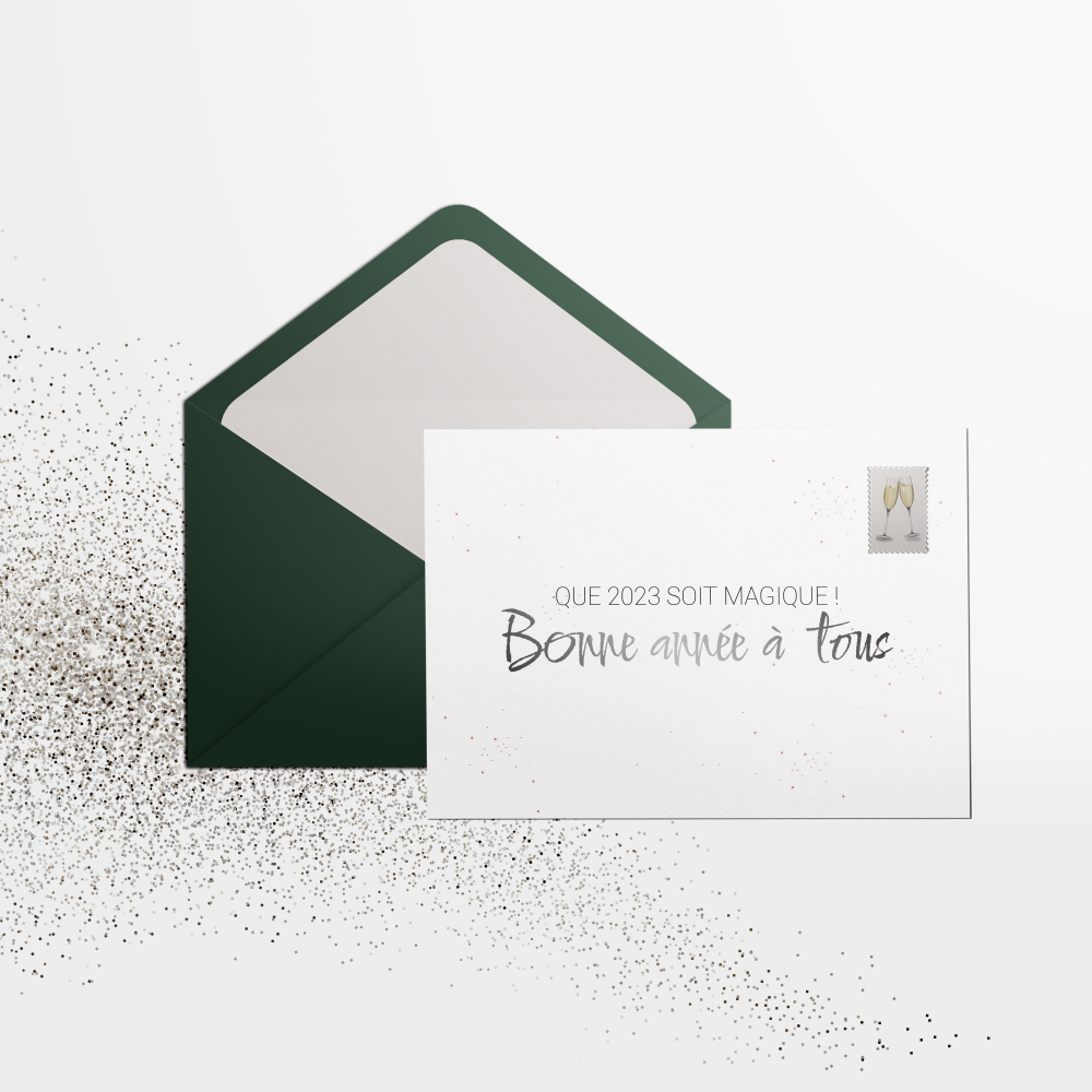 Silver Year - Hop! Encore une année qui passe, voila une occasion de faire la fête avant de tourner la  page sur une nouvelle année. Voici une carte minimaliste et élégante pour souhaiter vos vœux à vos proche ou vos collègues.