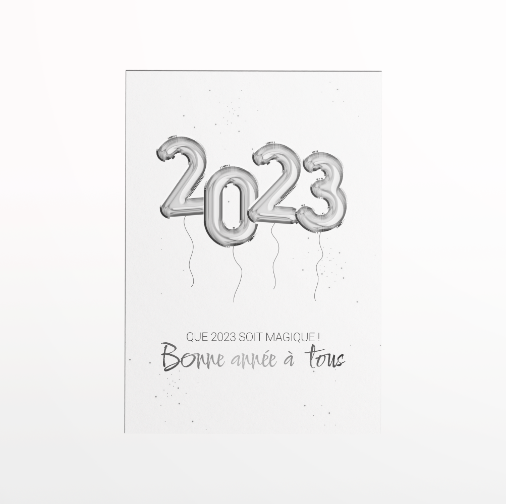 Silver Year - Hop! Encore une année qui passe, voila une occasion de faire la fête avant de tourner la  page sur une nouvelle année. Voici une carte minimaliste et élégante pour souhaiter vos vœux à vos proche ou vos collègues.