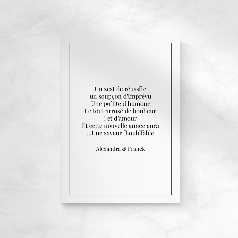 Classy B&W - Voilà qui mettra en valeur votre photo accompagnée de votre message personnalisé.