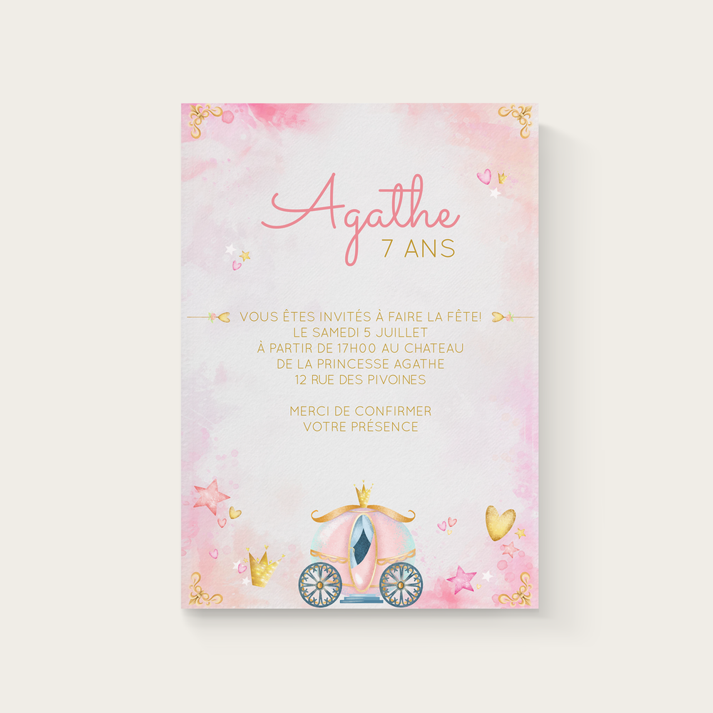 Princesa - Cette invitation plaira surement à votre princesse qui attend avec impatience de fêter son anniversaire avec ses amis.