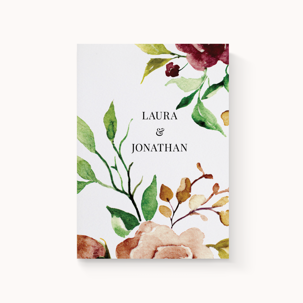 Floraly-Merci - Mêlez enthousiasme et délicatesse avec cette carte de remerciement.   Exprimez votre reconnaissance avec des couleurs gaies et  marquez les mémoires de ce moment d'émotion avec la simplicité de son fond qui met en valeur l'enchevêtrement de fleurs présent