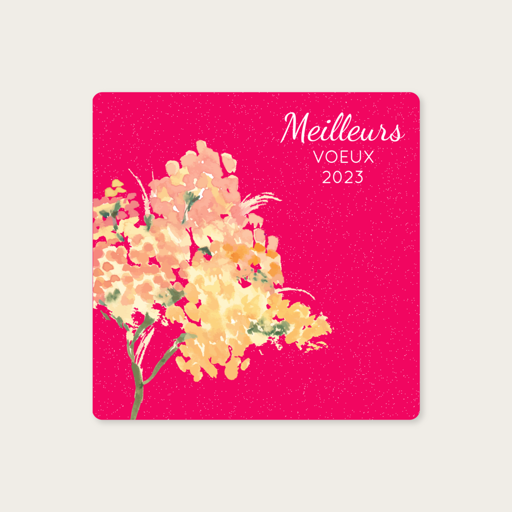 Pink Flower - Osez le rose flashy et souhaitez une année éblouissante à vos proche avec cette carte optimiste et aux couleurs expressives.