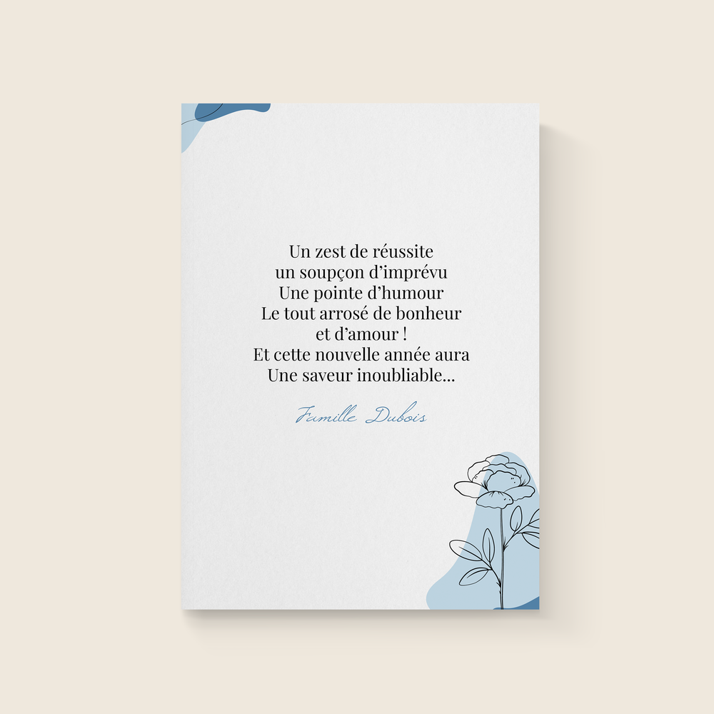 Blue Terracotta - Un décors chaleureux pour transmettre avec affection votre message personnalisé accompagné de votre photo.
