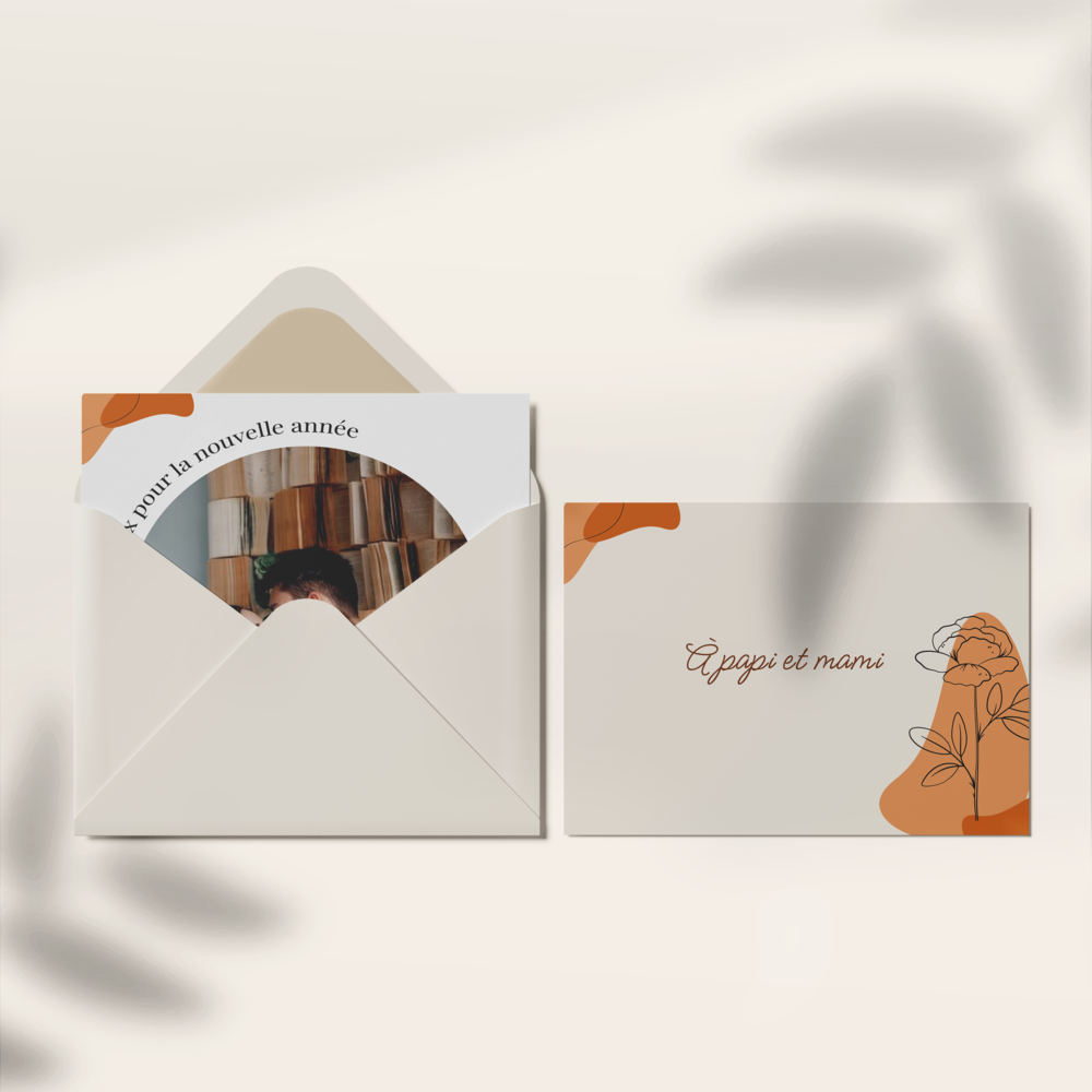 Warm Terracotta - Un décors chaleureux pour transmettre avec affection votre message personnalisé accompagné de votre photo.