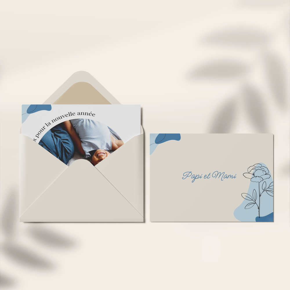 Blue Terracotta - Un décors chaleureux pour transmettre avec affection votre message personnalisé accompagné de votre photo.