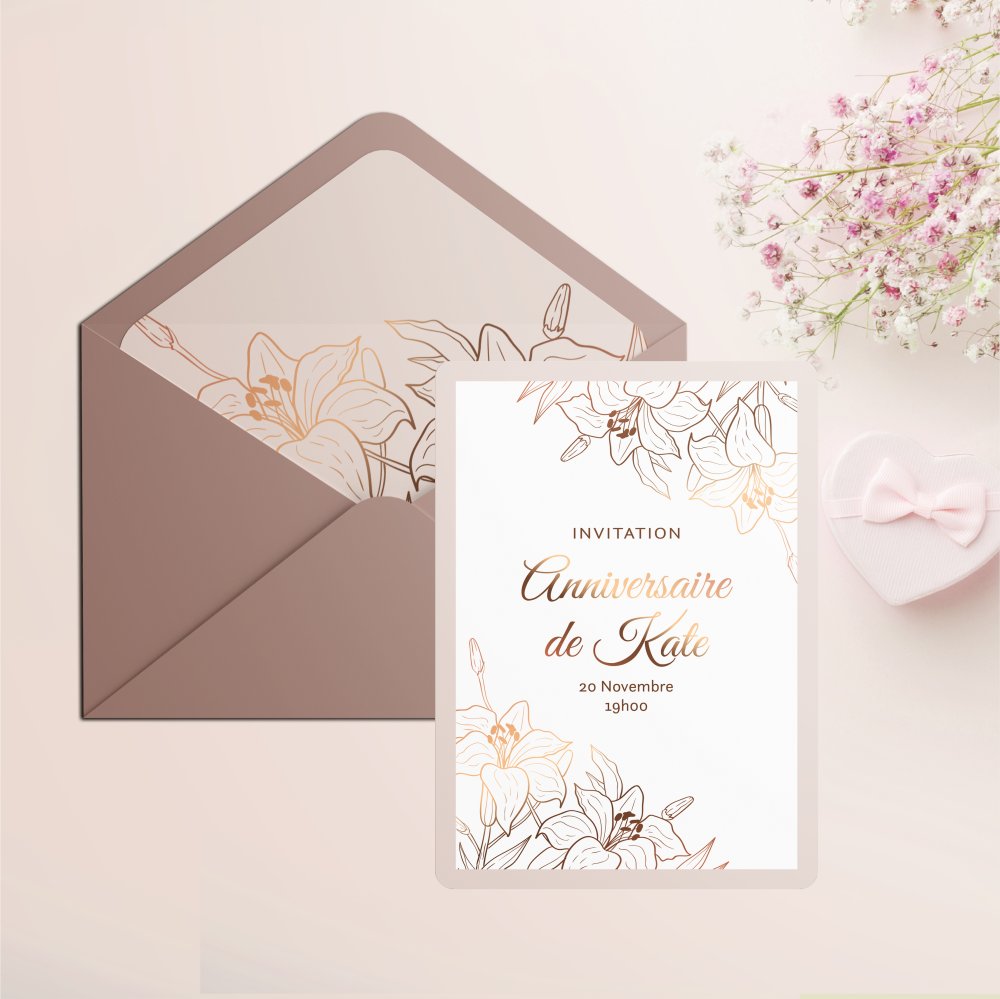 Pink Gold Flowers - 