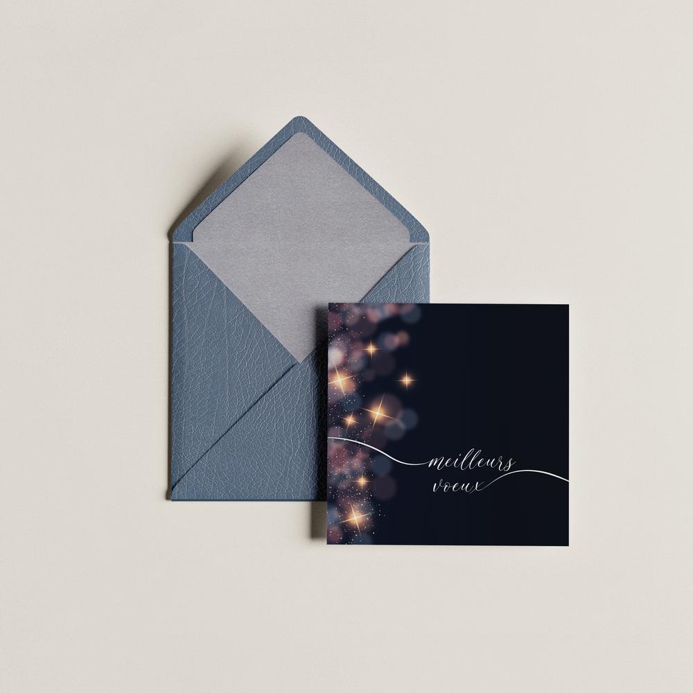 Blurry Blue - Souhaitez vos vœux avec une carte étincelante. Cette carte festive sera idéale pour envoyer à vos proches ou collègues vos meilleurs vœux en toute simplicité.