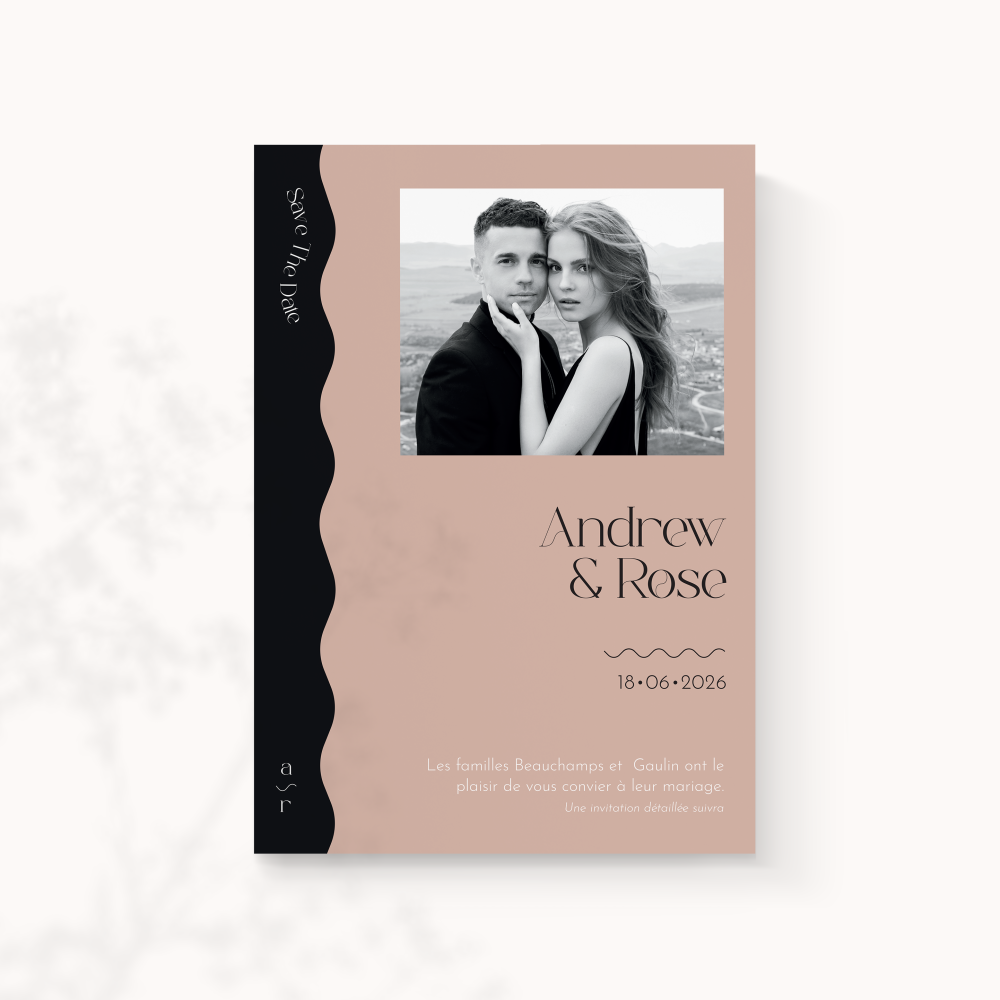Wavy Save The Date Rose - 